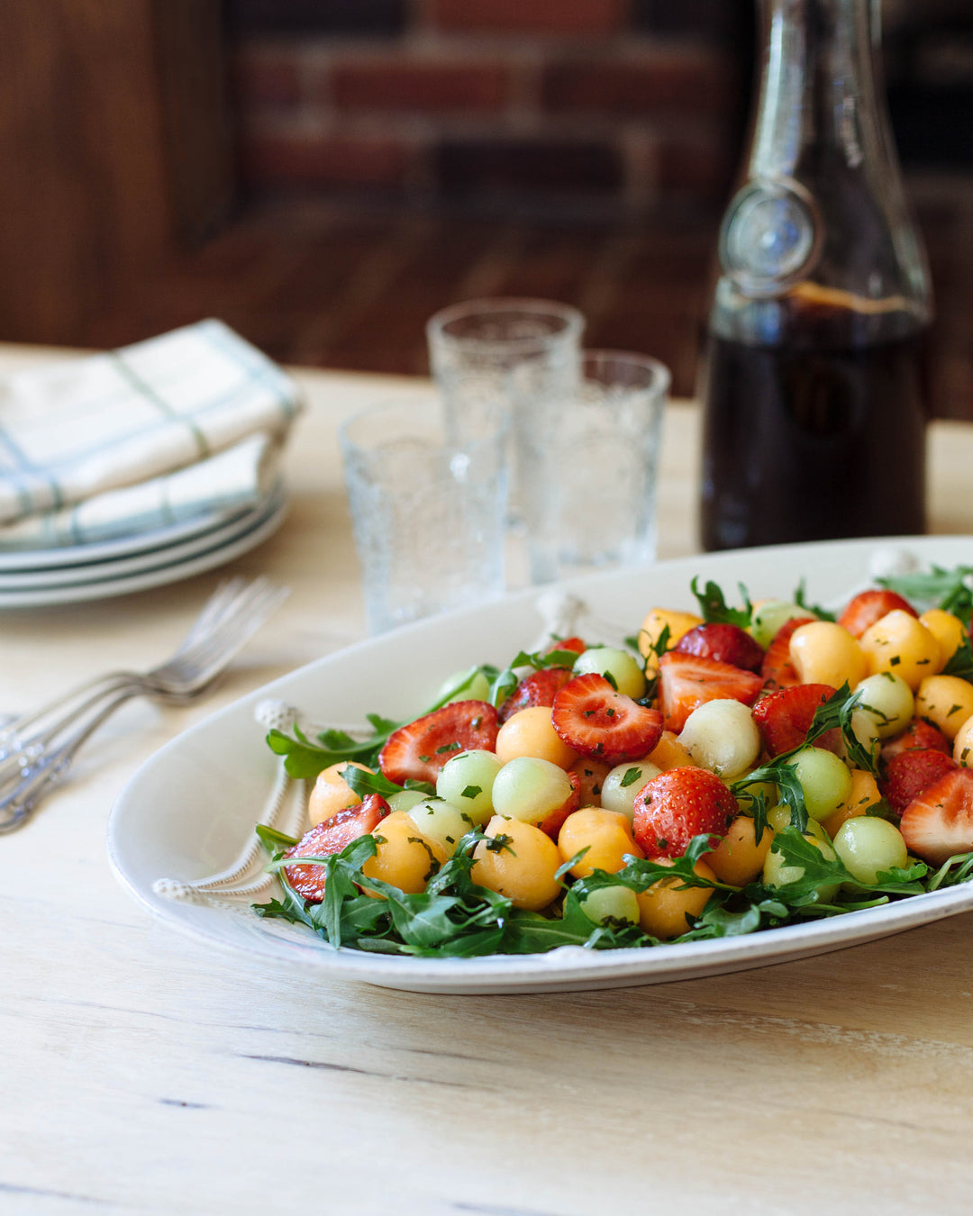 Melon and Strawberry Arugula Salad