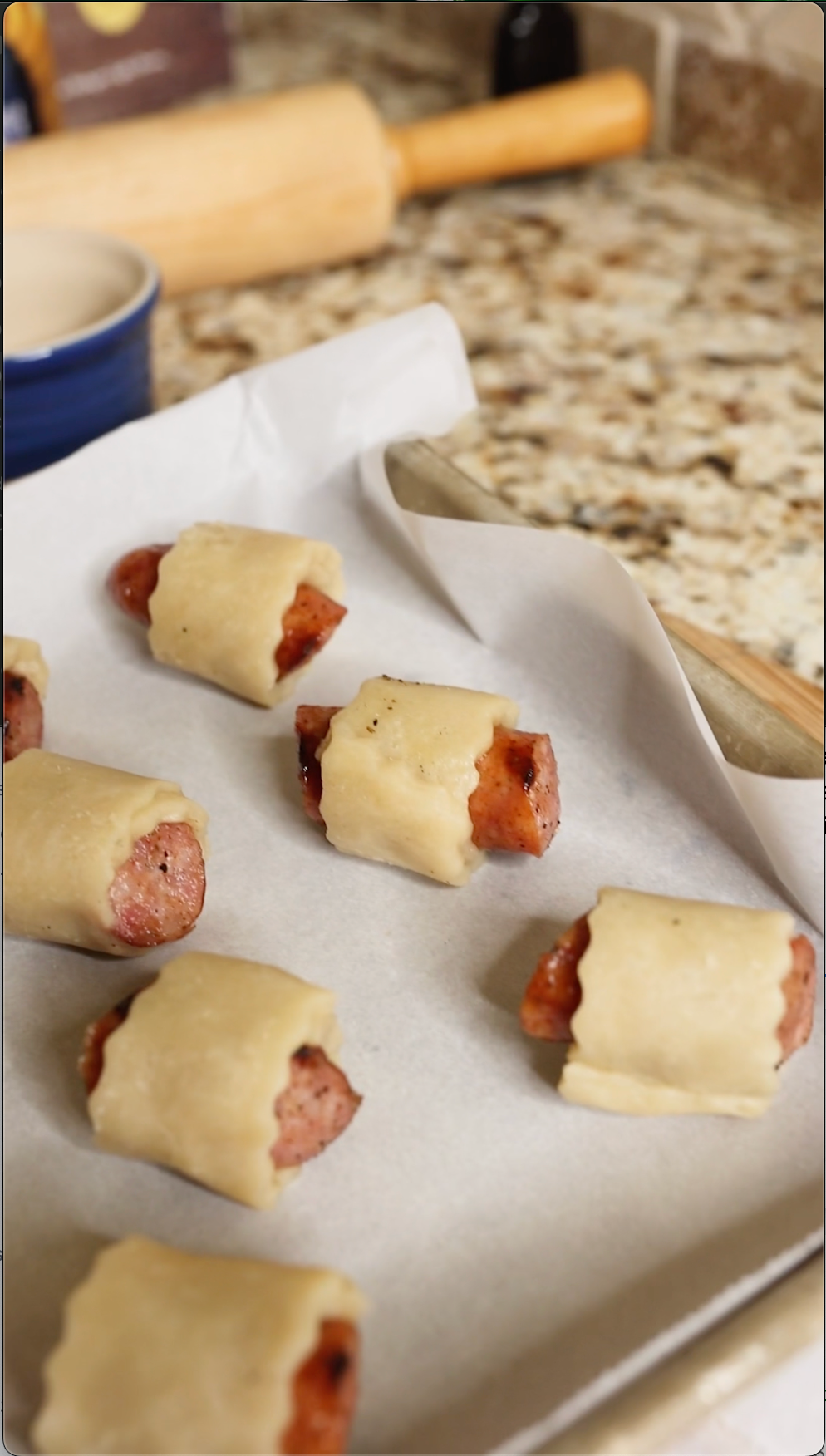 Sausage rolled in pie dough