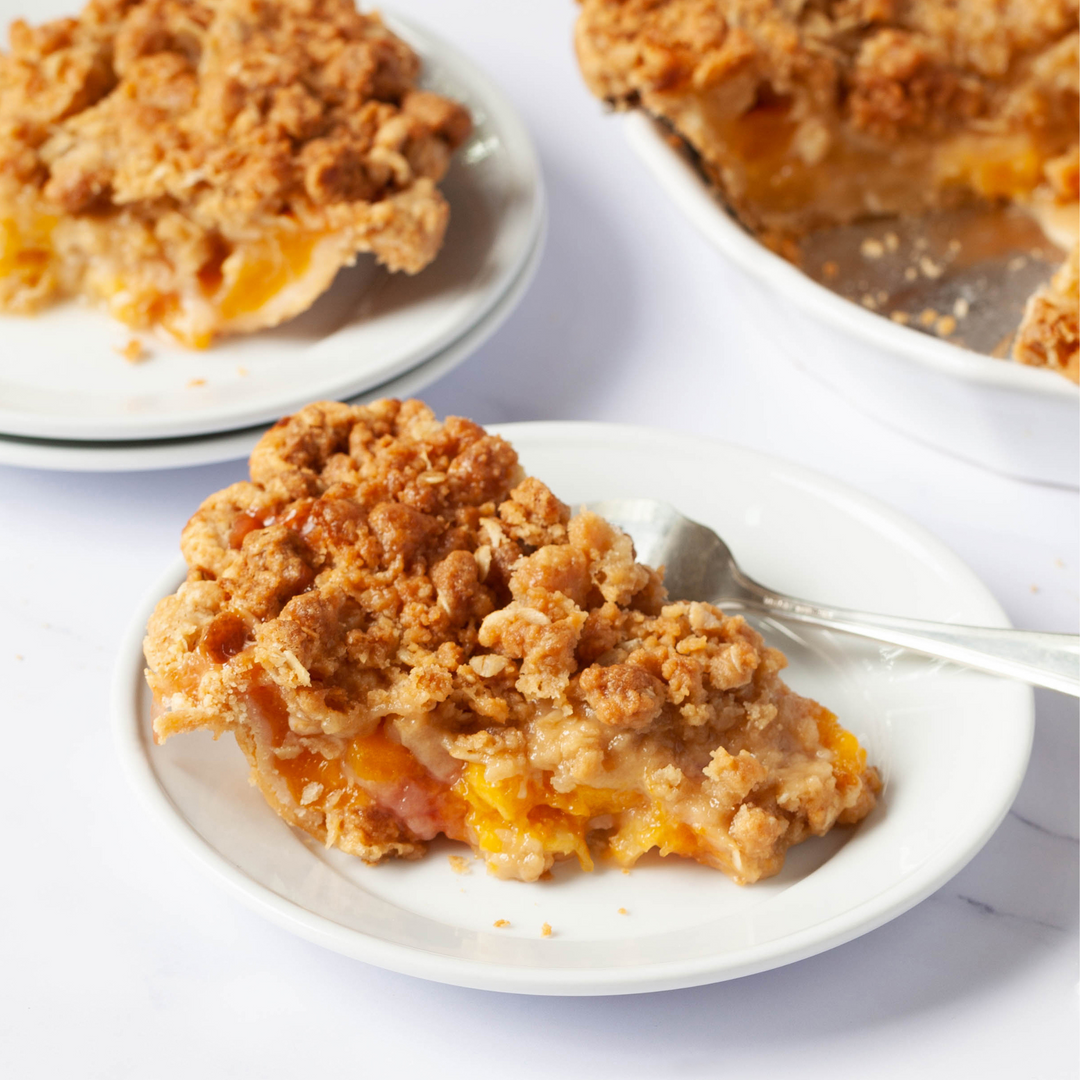 Georgia Peach Pie with Brown Sugar Oat Streusel - Southern Baked Pie Company