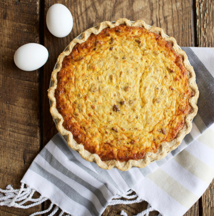 Gluten Free Sausage & Onion Quiche - Southern Baked Pie Company