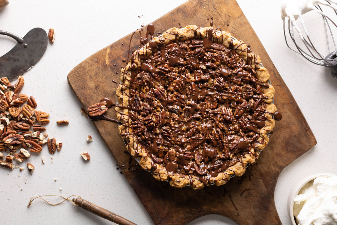 Bourbon Pecan Pie with Chocolate Ganache - Southern Baked Pie Company